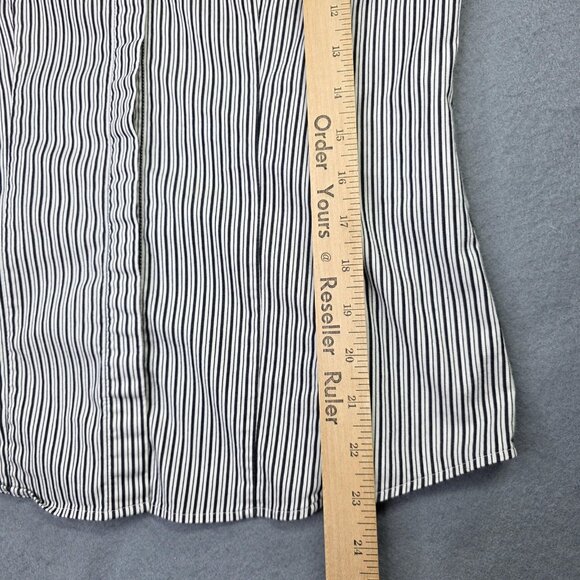 Talbots Shirt Womens 8 Small Black White Stripe Stretch Button Down Top Office - Picture 8 of 11